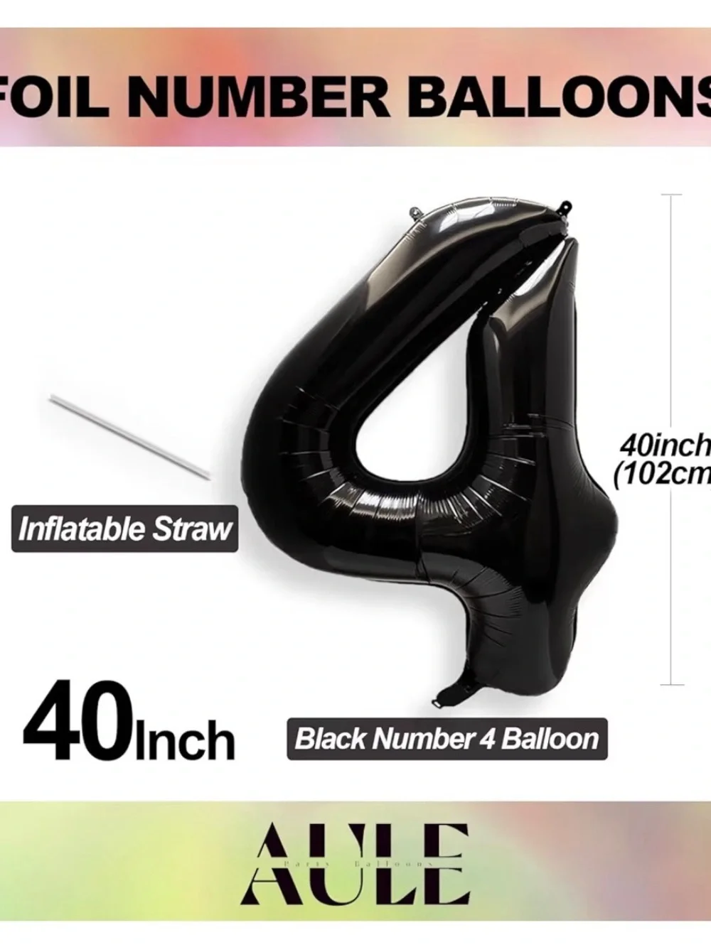Black Foil Number 4 Balloon (40 Inches)